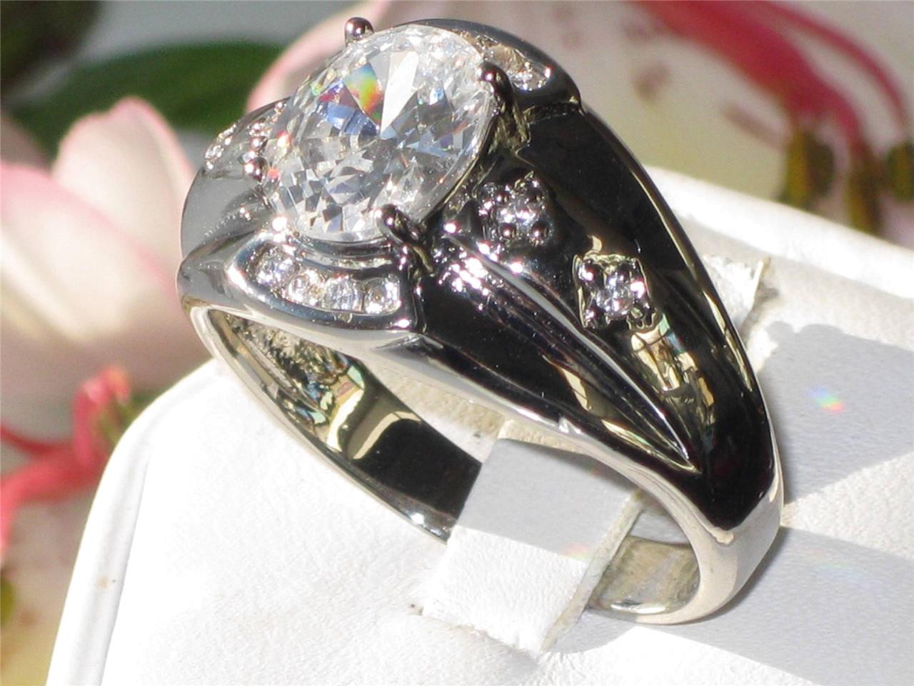 Mens Diamond Pinky Rings
 MENS OVAL MANS SIGNET PINKY SIMULATED DIAMOND RING Q99