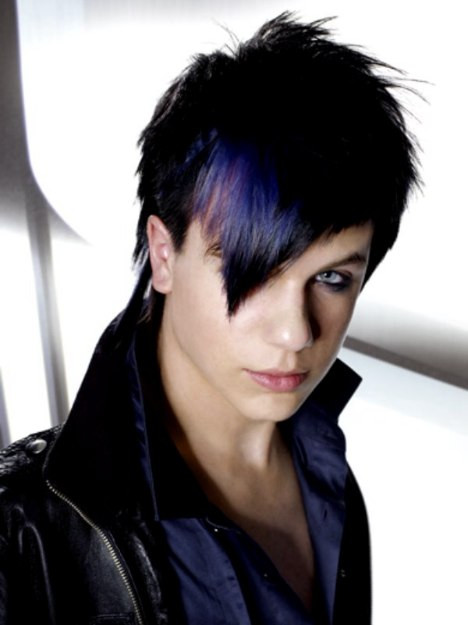 Mens Gothic Hairstyles
 Punkish or gothic haircut for men with blue black colors
