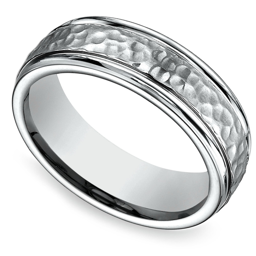 Mens Hammered Wedding Bands
 Hammered Men s Wedding Ring in Titanium