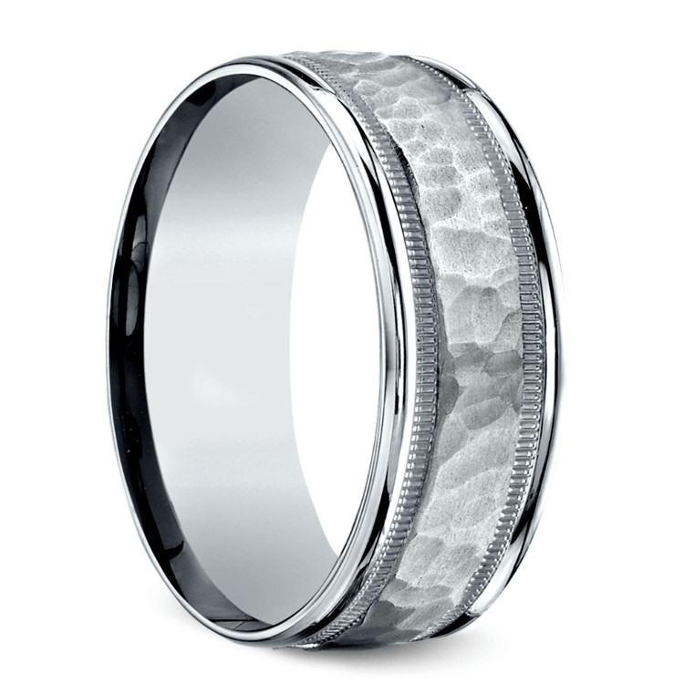 Mens Hammered Wedding Bands
 Hammered Milgrain Men s Wedding Ring in Platinum