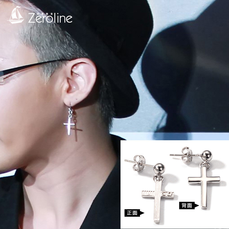Mens Hanging Earrings
 Mens Cross Earring Whole Surgical Steel Black Gold Hanging