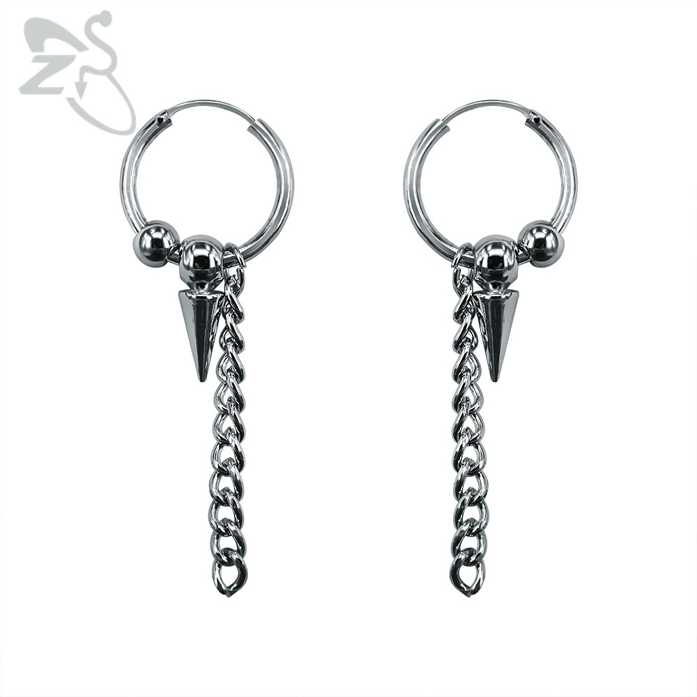 Mens Hanging Earrings
 Rock Korean Earrings for Men Silver Chain Tassel Hanging