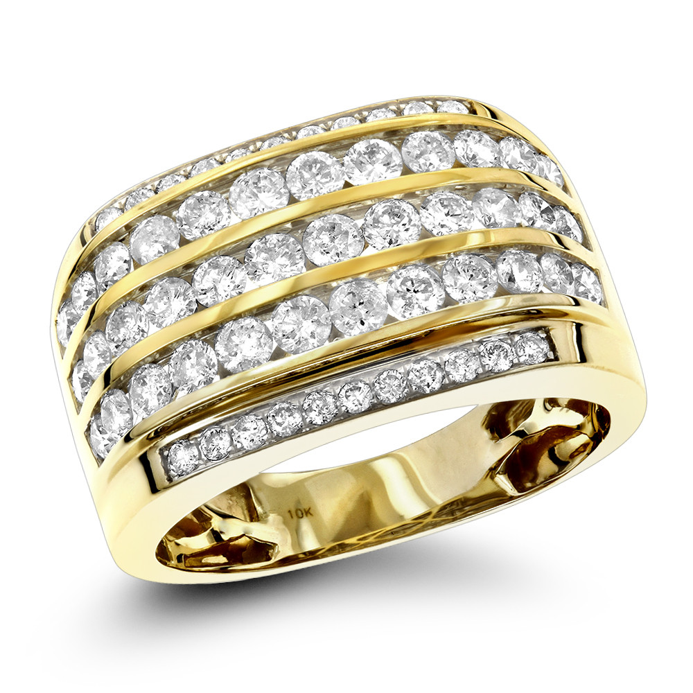 Mens Wedding Bands Gold With Diamonds
 10K Gold Diamond Mens Ring 2 25ct Unique Diamond Wedding Band