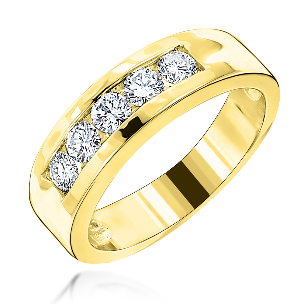 Mens Wedding Bands Gold With Diamonds
 18K Gold Men s Diamond Wedding Ring 0 75ct