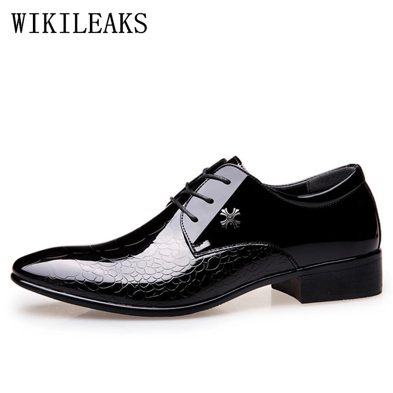 Mens Wedding Shoes
 patent leather black oxford shoes for men crocodile skin