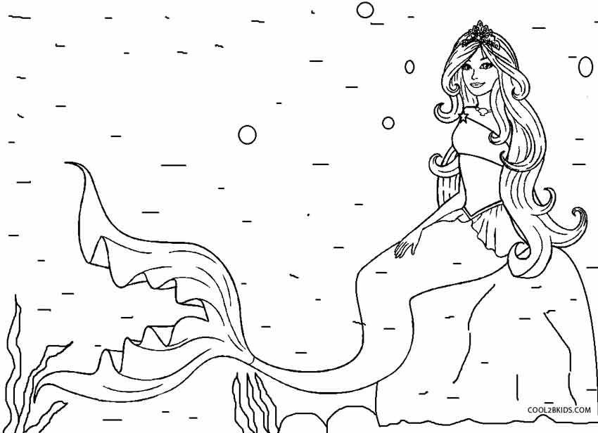 Mermaid Coloring Pages Kids
 Printable Mermaid Coloring Pages For Kids