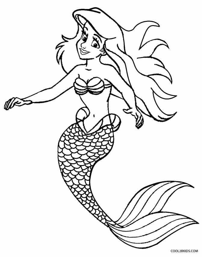 Mermaid Coloring Pages Kids
 Printable Mermaid Coloring Pages For Kids