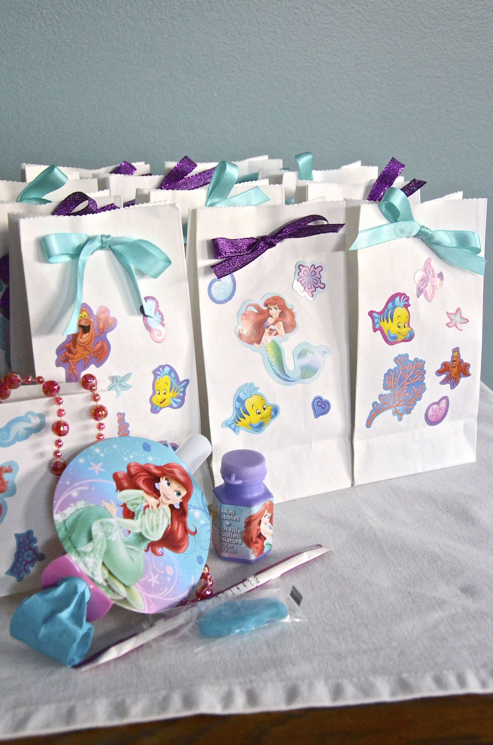 Mermaid Party Bag Ideas
 Little Mermaid party favor treat bags