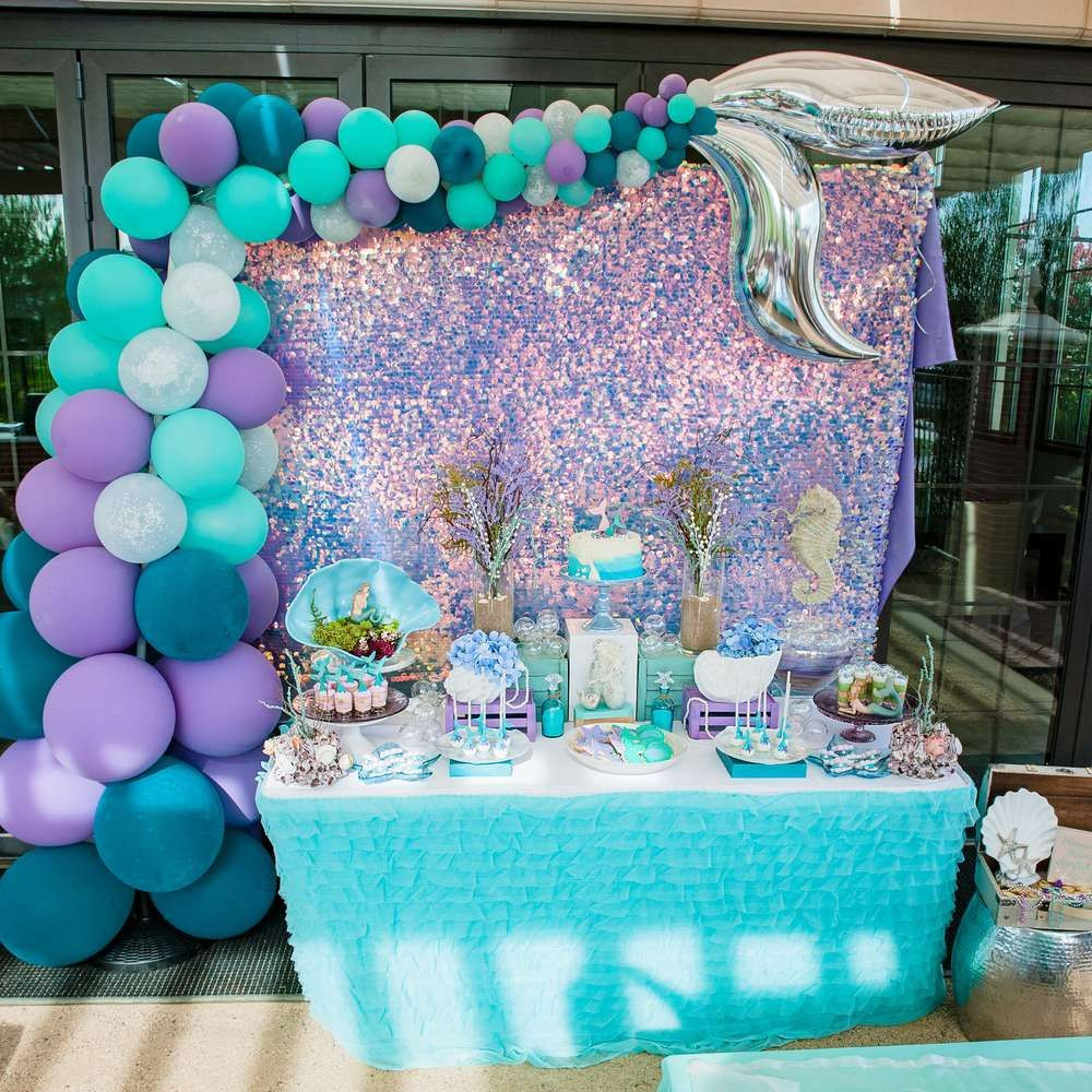 Mermaid Party Decorations Ideas
 This Mermaid Birthday Party is stunning Love the dessert
