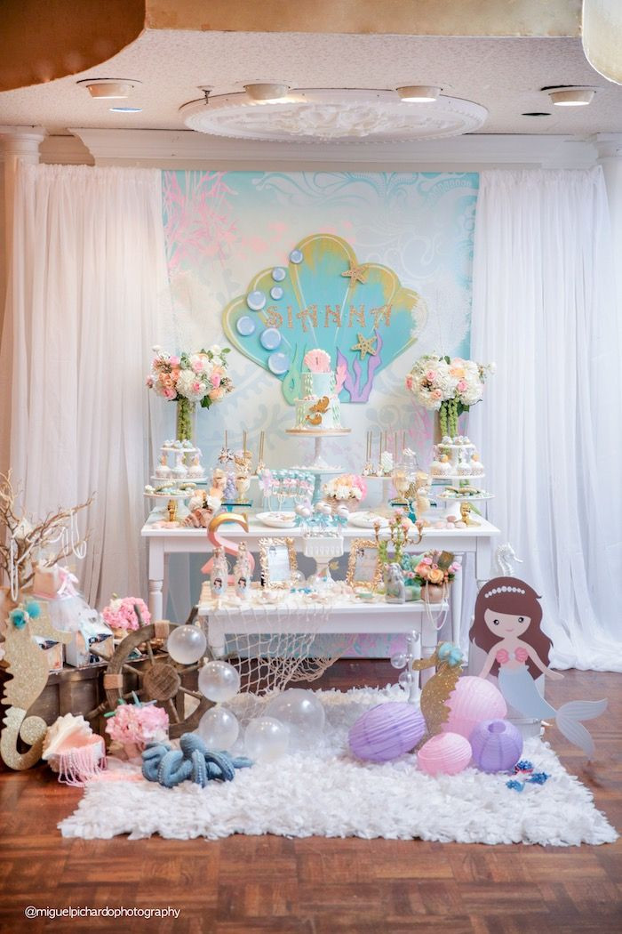 Mermaid Party Ideas Pinterest
 Mermaid party spread from a Pastel Mermaid Birthday Party