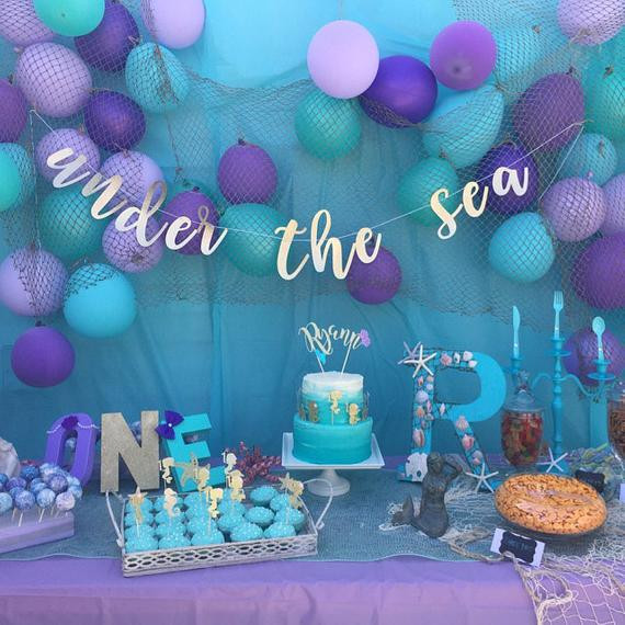 Mermaid Pool Party Ideas
 Under the Sea Party Mermaid Party Sea Party Banner Birthday