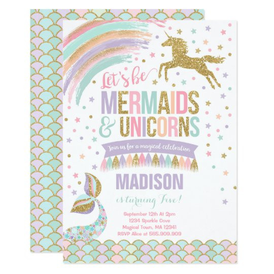 Mermaid Unicorn Party Ideas
 Mermaid & Unicorn Birthday Invitation Magic Party