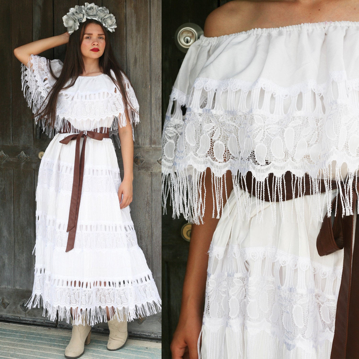 Mexican Wedding Dresses
 Mexican Wedding Dress Bride Bridal Lace f Shoulder Fringe