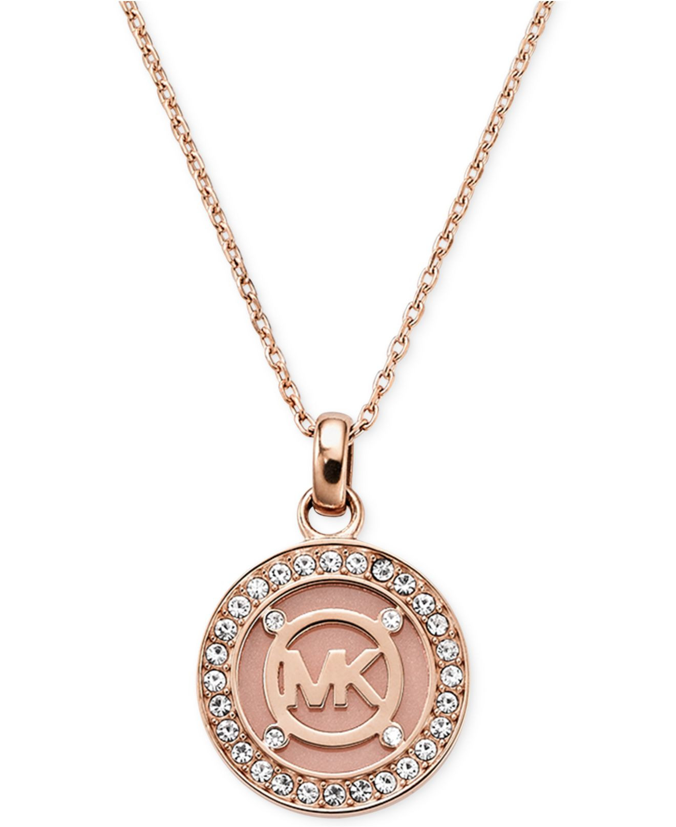 Michael Kors Necklaces
 Michael kors Rose Gold Tone Blush Mk Logo Disc Necklace