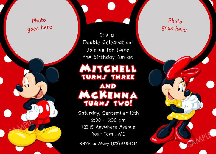 Mickey And Minnie Birthday Invitations
 Details about MICKEY MOUSE BIRTHDAY INVITATION PARTY CARD