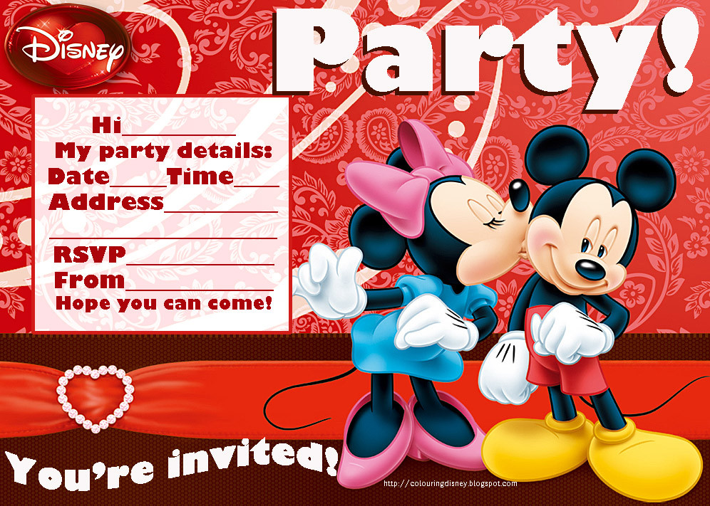 Mickey And Minnie Birthday Invitations
 DISNEY COLORING PAGES