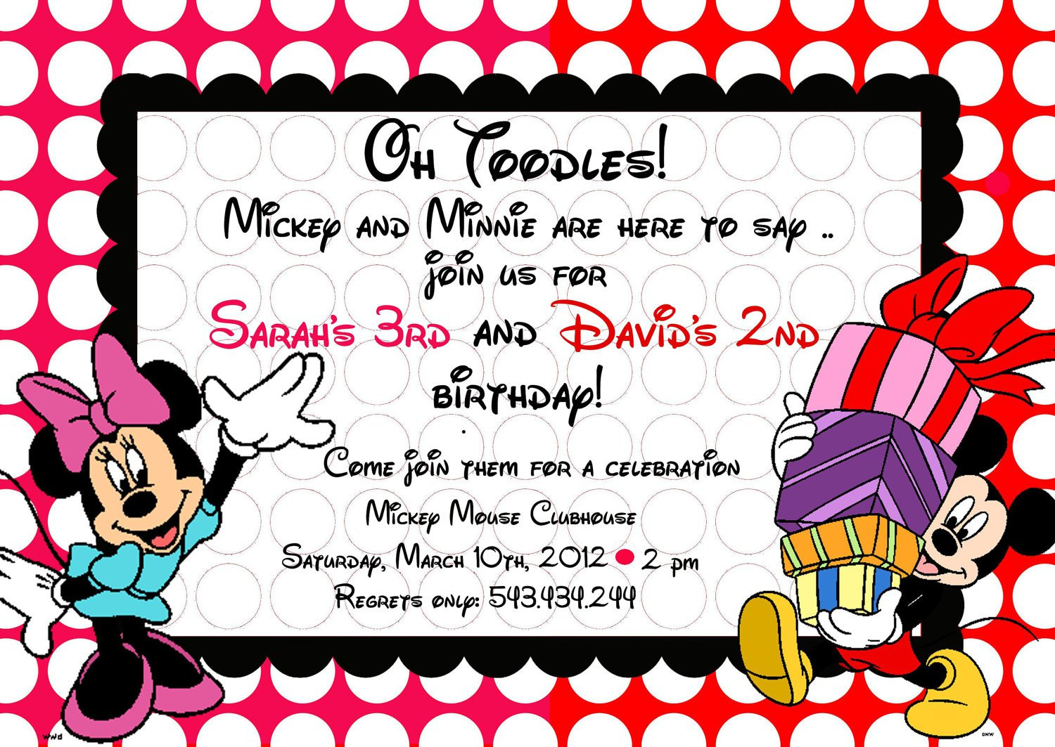 Mickey And Minnie Birthday Invitations
 Mickey And Minnie Mouse Birthday Invitations