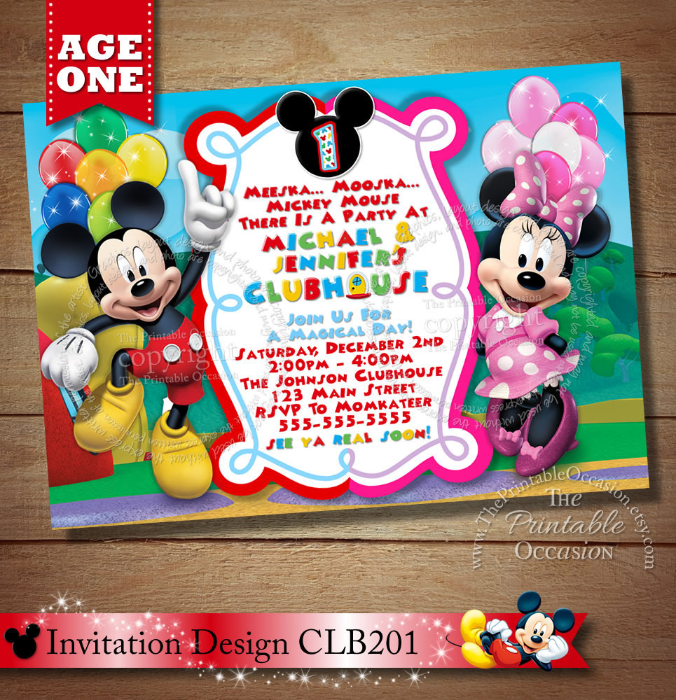 Mickey And Minnie Birthday Invitations
 YOU CHOOSE Mickey Minnie Twins Birthday Invitation Twins