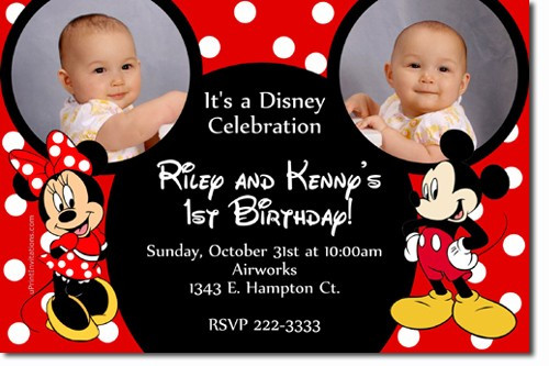 Mickey And Minnie Birthday Invitations
 Mickey And Minnie Twin Birthday Invitations FREE
