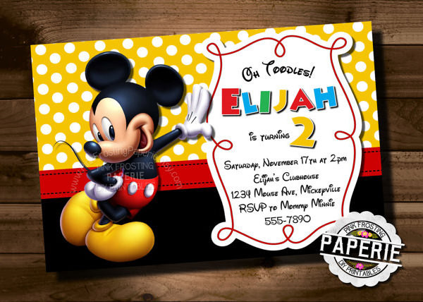 Mickey Birthday Invitations
 Mickey Mouse Invitation Template – 23 Free PSD Vector