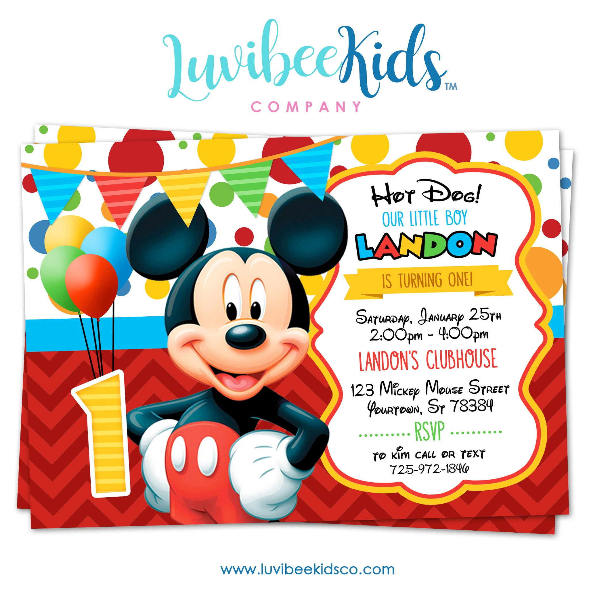 Mickey Birthday Invitations
 Mickey Mouse Birthday Invitation Printable Invite