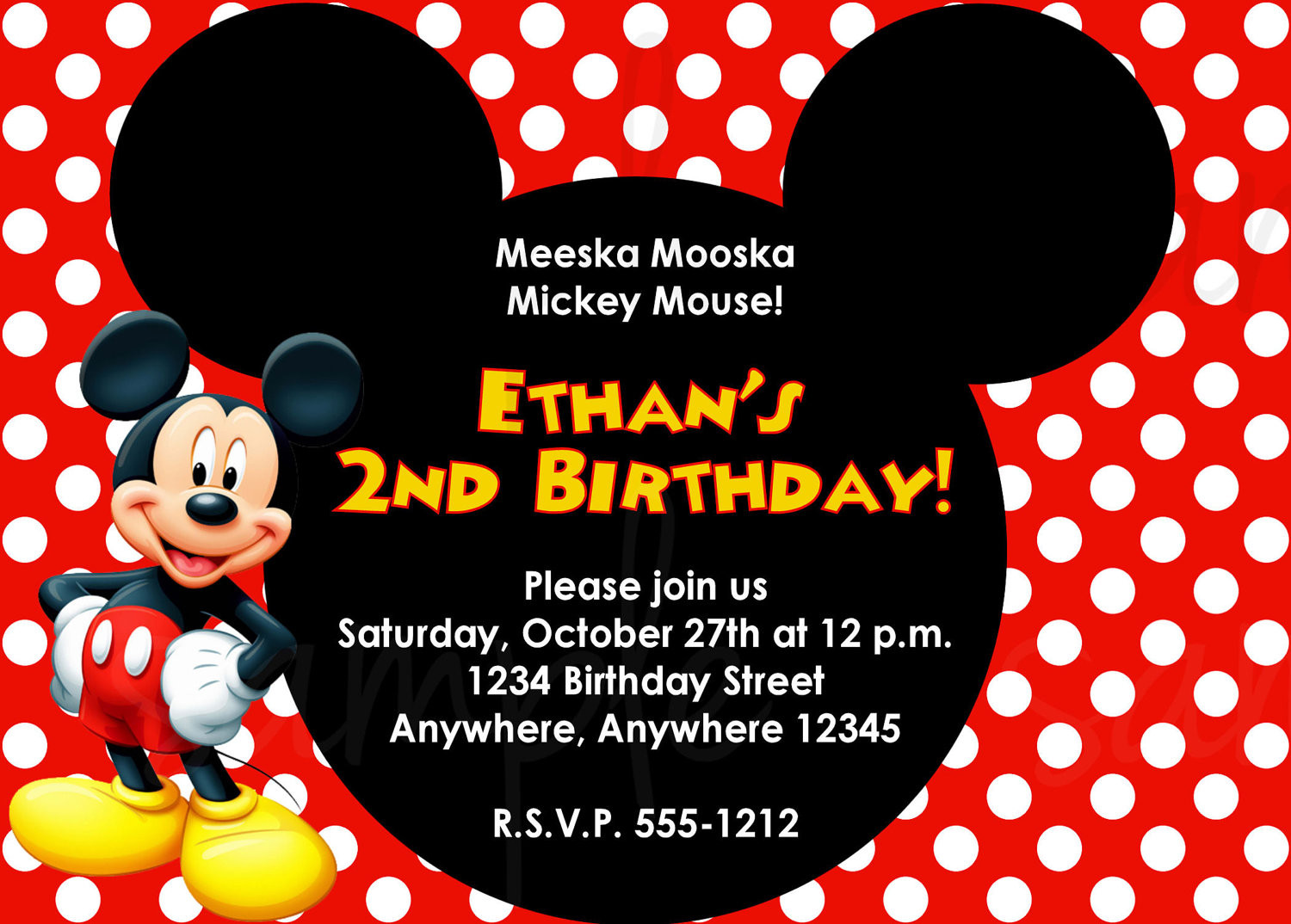 Mickey Mouse 1st Birthday Invitations
 How to write Invitation Card in less than 5 Minutes – FREE