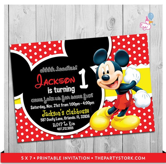 Mickey Mouse 1st Birthday Invitations
 Mickey Mouse Party Invitations printable boy 1st birthday