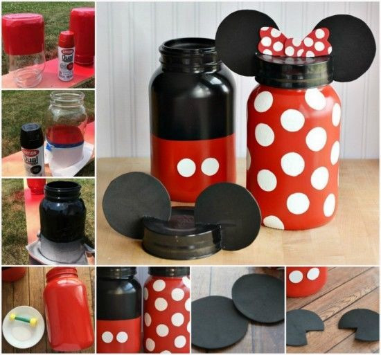 Mickey Mouse DIY Decorations
 DIY Mickey and Minnie Mouse Jars Great for Party Theme
