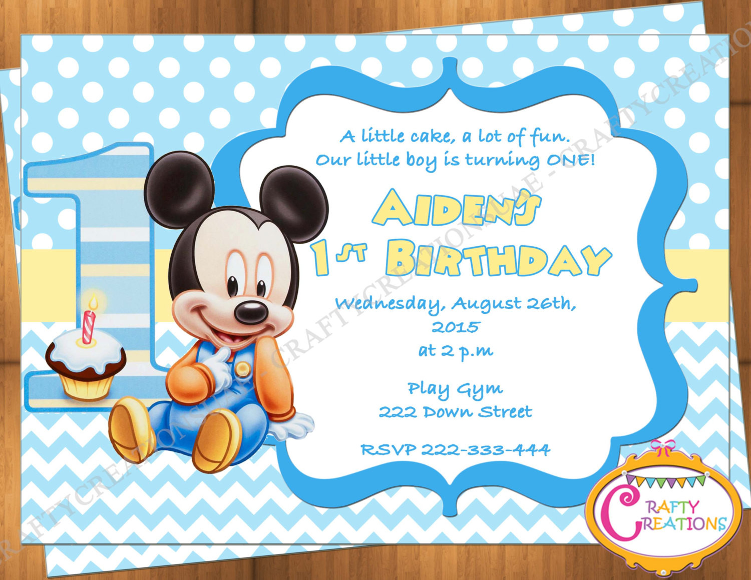 Mickey Mouse First Birthday Invitation
 Baby Mickey Mouse First Birthday Invitation Mickey Mouse 1st