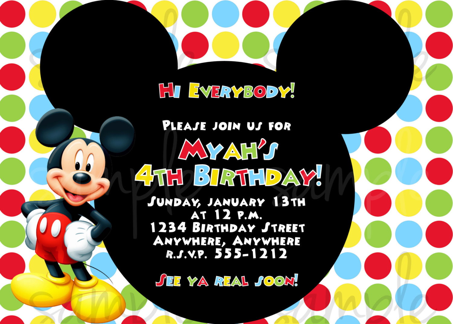 Mickey Mouse First Birthday Invitation
 FREE Mickey Mouse First Birthday Invitations Template