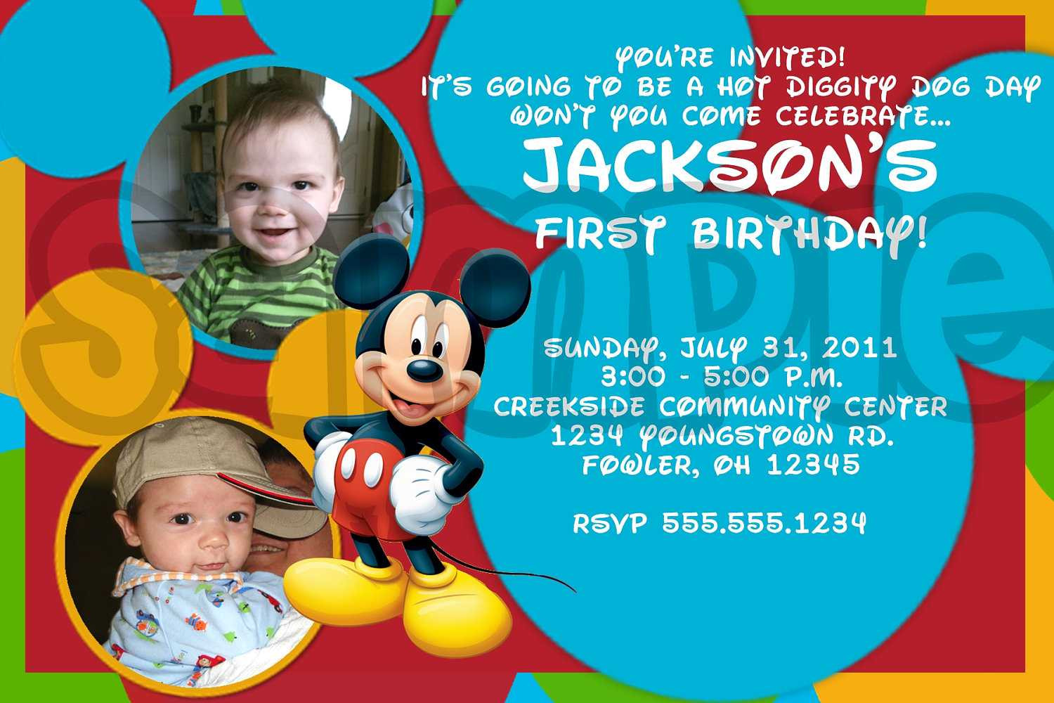 Mickey Mouse First Birthday Invitation
 Mickey Mouse Birthday Invitations