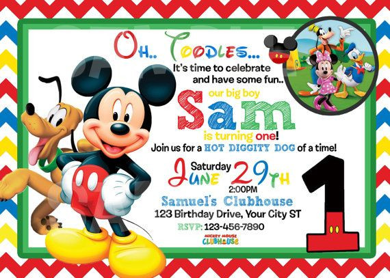 Mickey Mouse First Birthday Invitation
 Mickey Mouse 1st Birthday Invitations