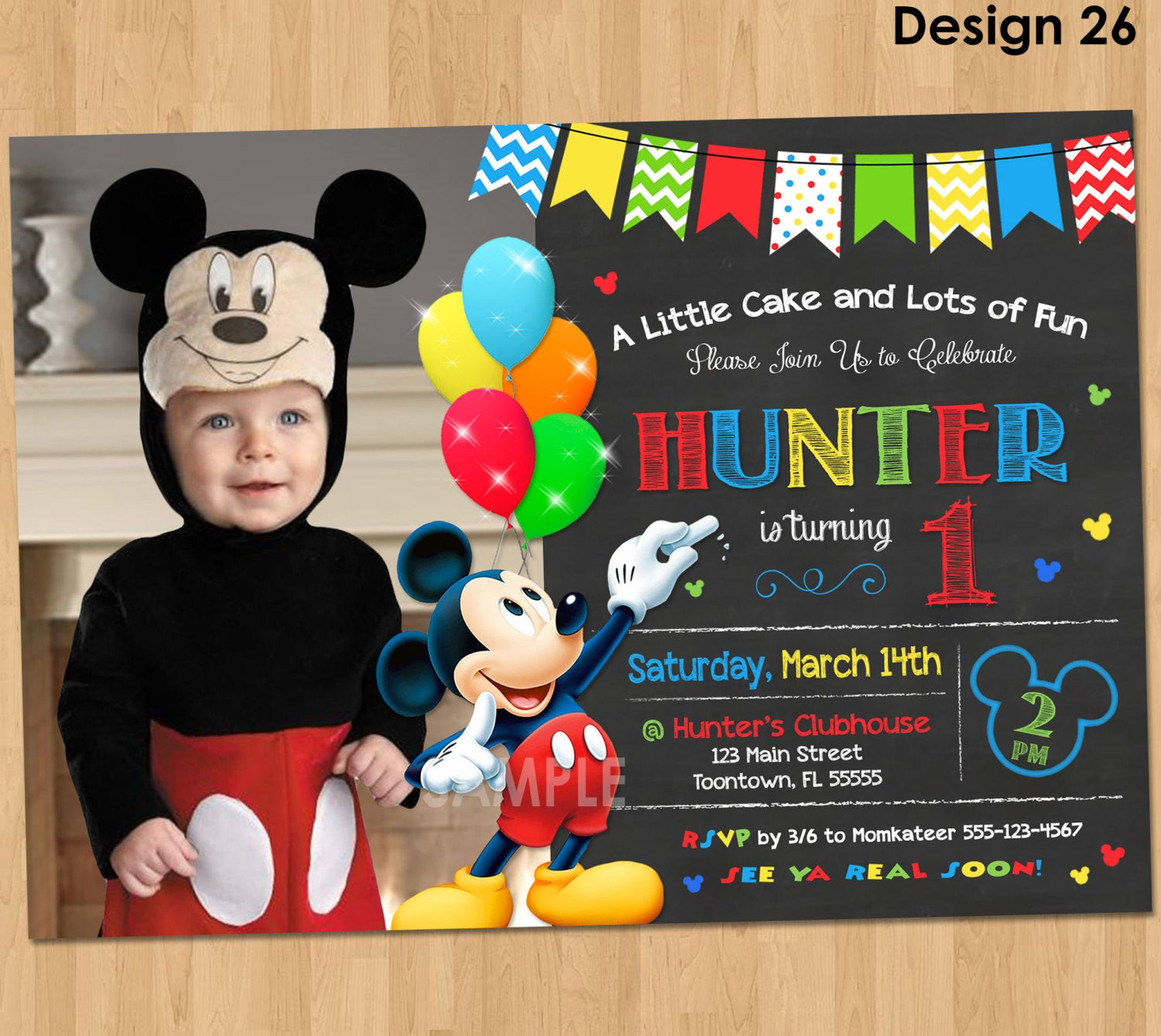 Mickey Mouse First Birthday Invitation
 Mickey Mouse Invitation Birthday Mickey Mouse 1st Birthday