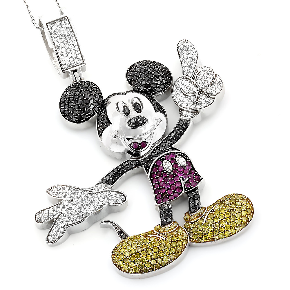 Mickey Mouse Necklace
 10K Gold Color Diamond Mickey Mouse Pendant 5 22ct
