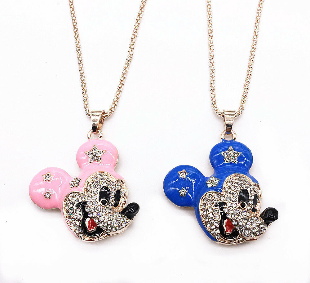 Mickey Mouse Necklace
 Rose Gold Plated Crystal Enamel Mickey Mouse Pendant