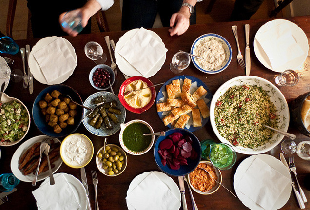 Middle Eastern Dinner Party Ideas
 middle eastern mezze tabbouleh falafel 636x431 The Fat