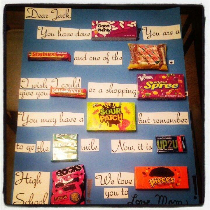 Middle School Graduation Gift Ideas Boys
 I just made this Candy gram for my son s middle school