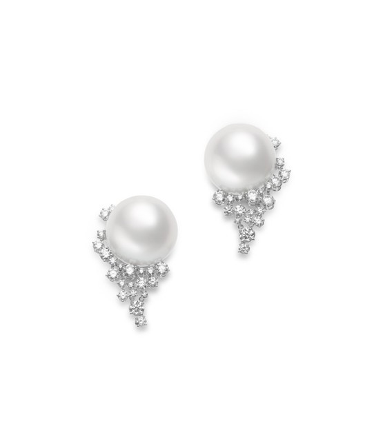 Mikimoto Pearl Earrings
 Classic White South Sea Earring with Diamond