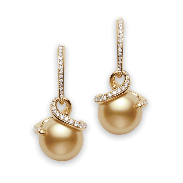 Mikimoto Pearl Earrings
 Mikimoto Golden South Sea Pearl & Diamond Drop Earrings