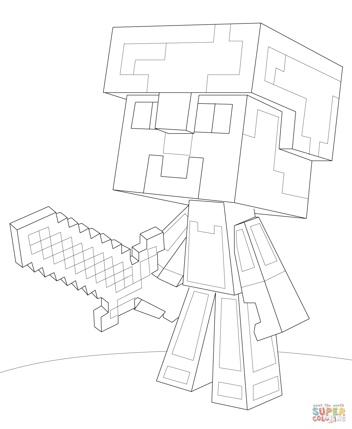 Minecraft Coloring Pages For Girls
 Minecraft Steve Diamond Armor coloring page