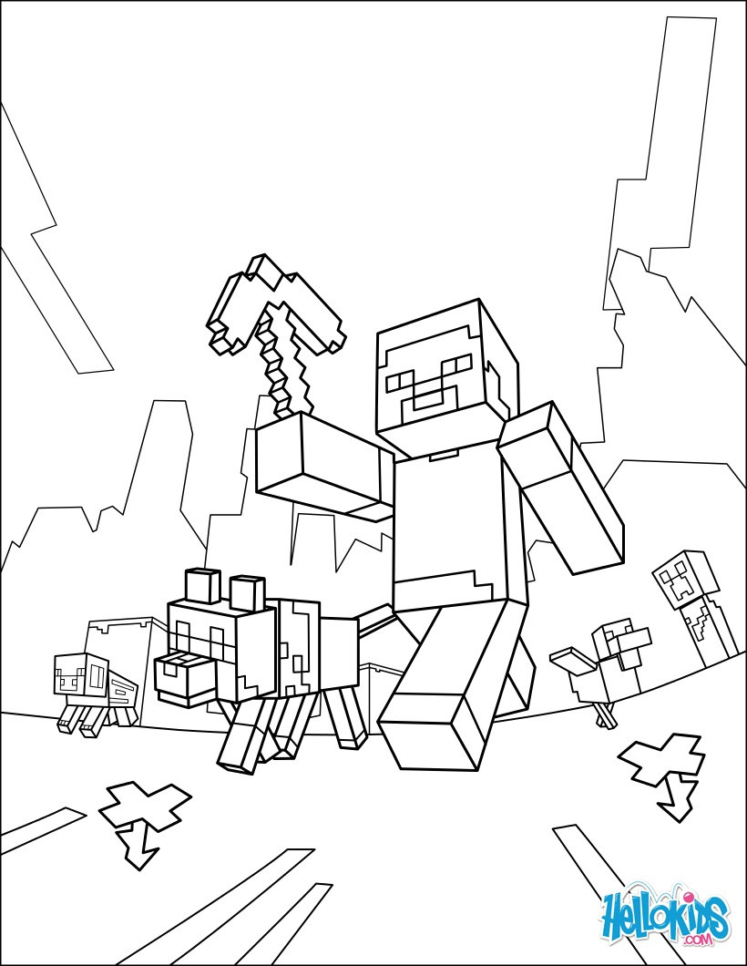 Minecraft Coloring Pages For Kids
 Minecraft coloring page taking a walk coloring pages