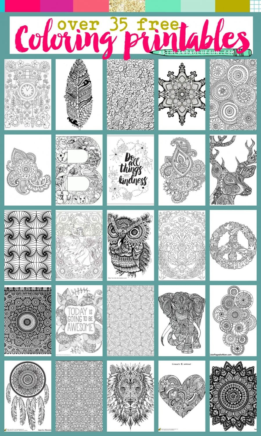 Mini Adult Coloring Book
 Free Coloring pages printables A girl and a glue gun