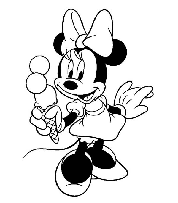 Mini Mouse Printable Coloring Pages
 Minnie Mouse Eats Ice Cream Coloring Page Download