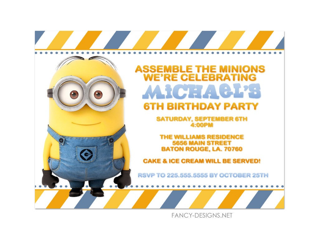 Minions Birthday Invitations
 Minion Birthday Party Invitations 10 Invitations by fancybelle