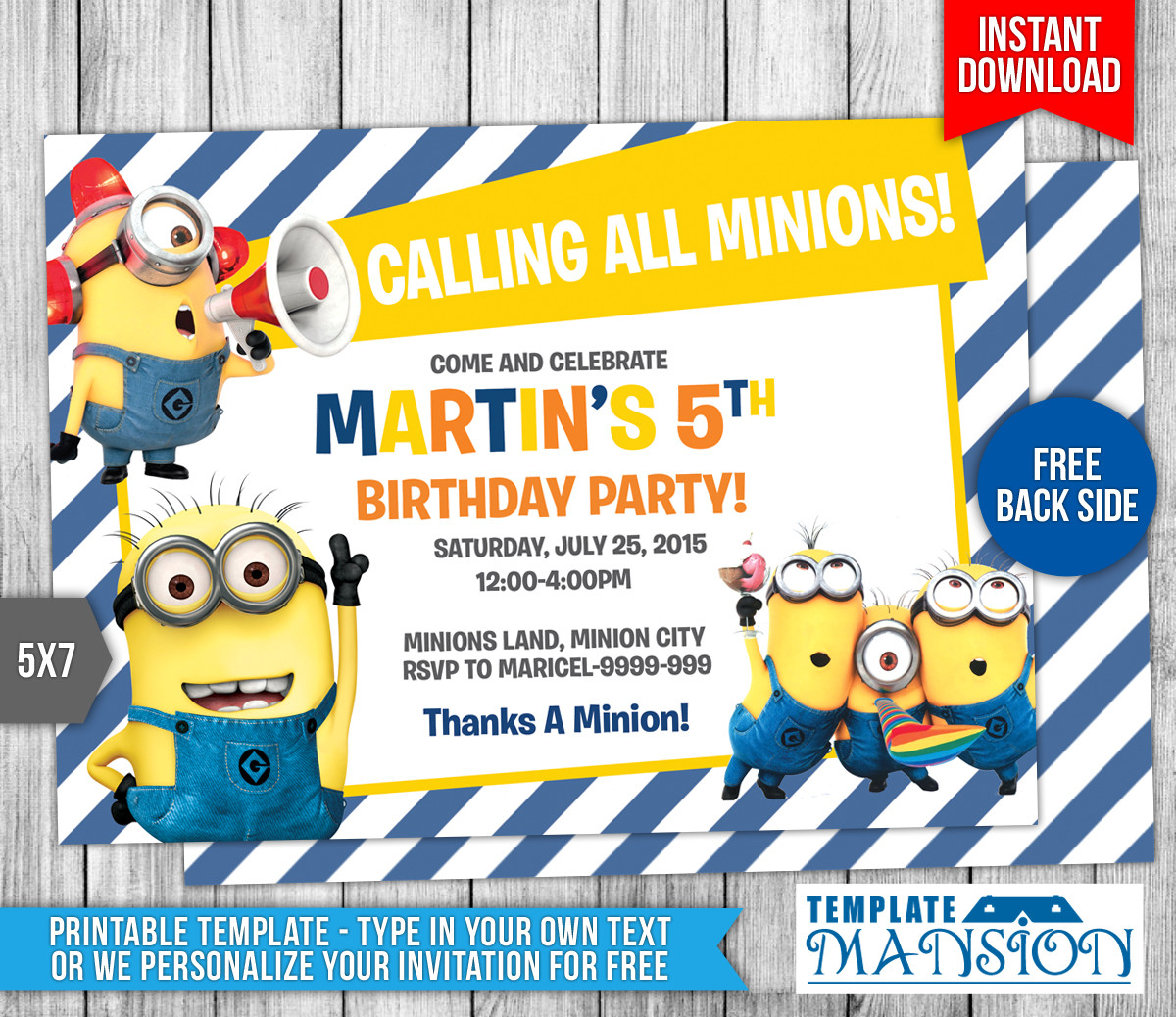 Minions Birthday Invitations
 Minions Birthday Invitation 7 by templatemansion on