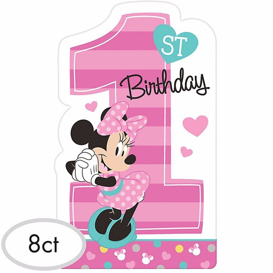 Minnie Mouse 1st Birthday Party
 Baby Minnie Mouse First 1st Birthday Invitations Birthday