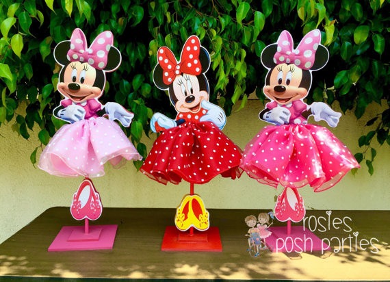 Minnie Mouse Birthday Decor
 Minnie Mouse Birthday Decoration Tutu pink or red wood table