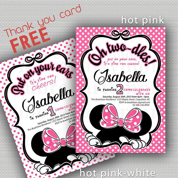Minnie Mouse Birthday Invitations Printable
 Minnie Mouse 2nd Birthday Invitations Printable Girls Party