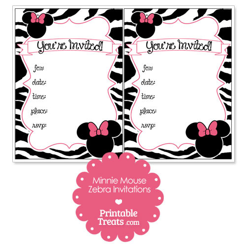 Minnie Mouse Birthday Invitations Printable
 Printable Minnie Mouse Zebra Invitations — Printable
