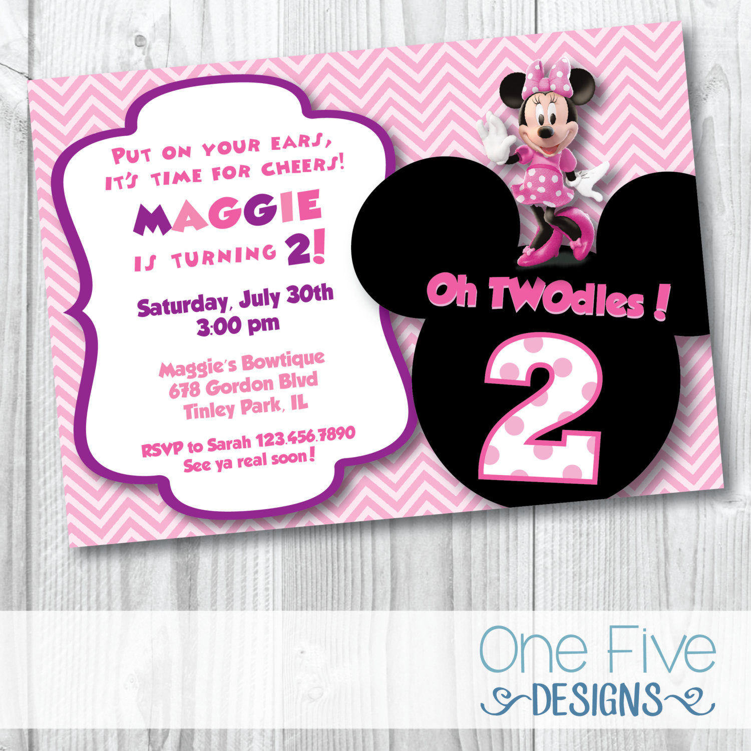Minnie Mouse Birthday Invitations Printable
 Minnie Mouse Oh TWOdles Birthday Party Invitation